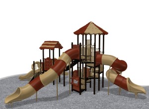 Игровой комплекс для двора с двумя горками-туннелями