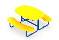 Желто-синий детский стол со скамейками