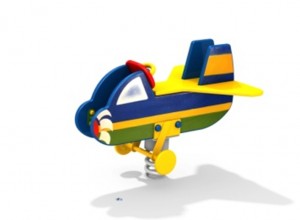 Сине-желтая качалка на пружине Самолетик