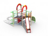 Детский игровой комплекс с треугольной площадкой и высокой горкой