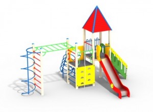 Детская игровая площадка с острой крышей-пирамидой