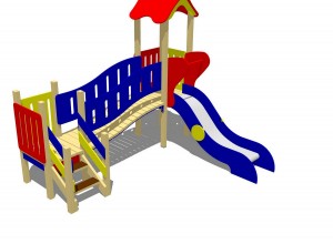 Оборудование для детской площадки Домик с мостиком маленький