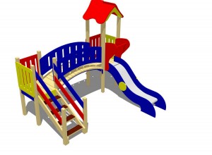 Оборудование для детской площадки Домик с мостиком средний