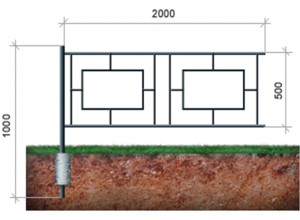 Ограждение с двумя квадратными секциями