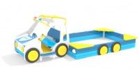 Прямоугольная сине-белая песочница в виде машины с мигалкой
