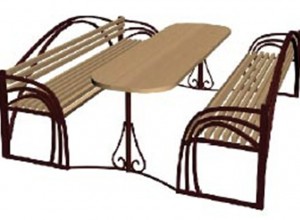Стол со скамейками – единная конструкция
