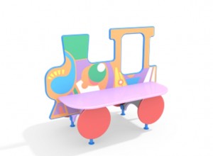 Детская скамья в виде разноцветного паровозика