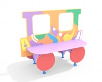 Детская скамья в виде разноцветного автобуса