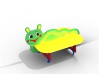 Желто-зеленая детская скамья со спинкой-гусеничкой