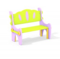 Желто-розовая детская скамья с фигурной спинкой