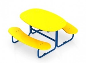 Желто-синий детский стол со скамейками