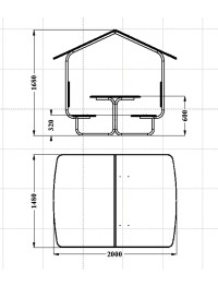Стол со скамейками под навесом