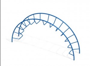 Синяя металлическая лесенка-мостик с вогнутыми ступенями