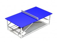 Синий теннисный стол с металлическим основанием